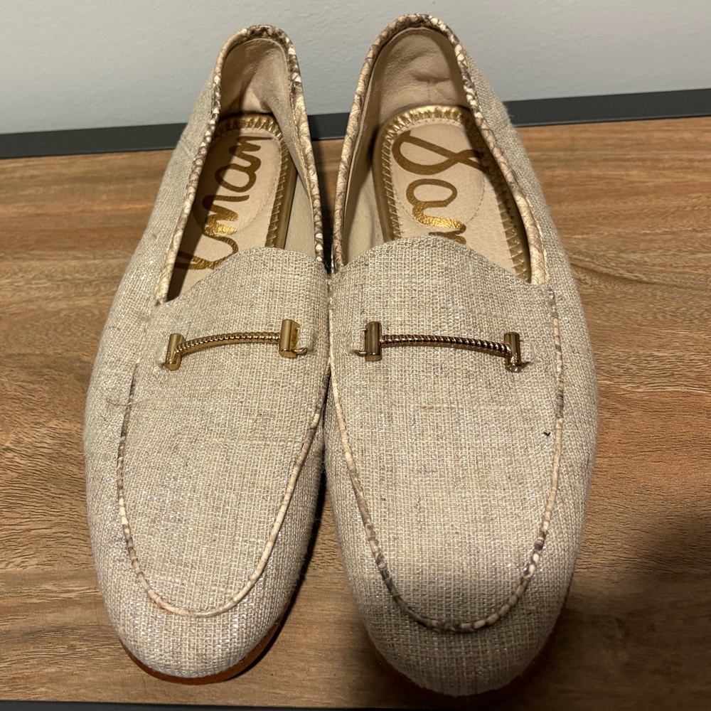 Sam Edelman Tan Linen Loafers